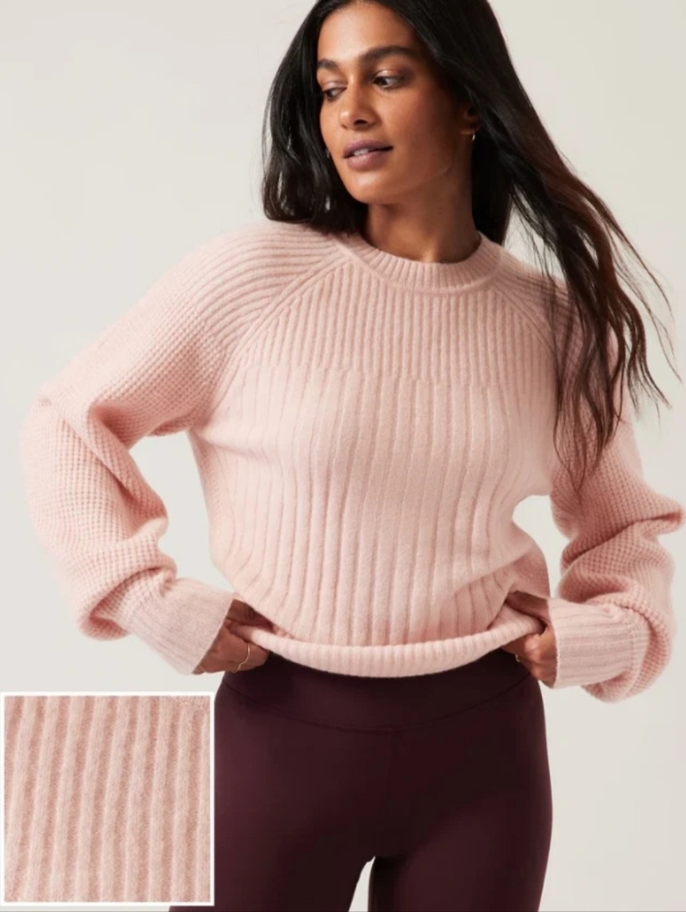 Athleta Layover Crew Sweater Orchid Pink Wool Womens Size Small - Picture 4 of 11